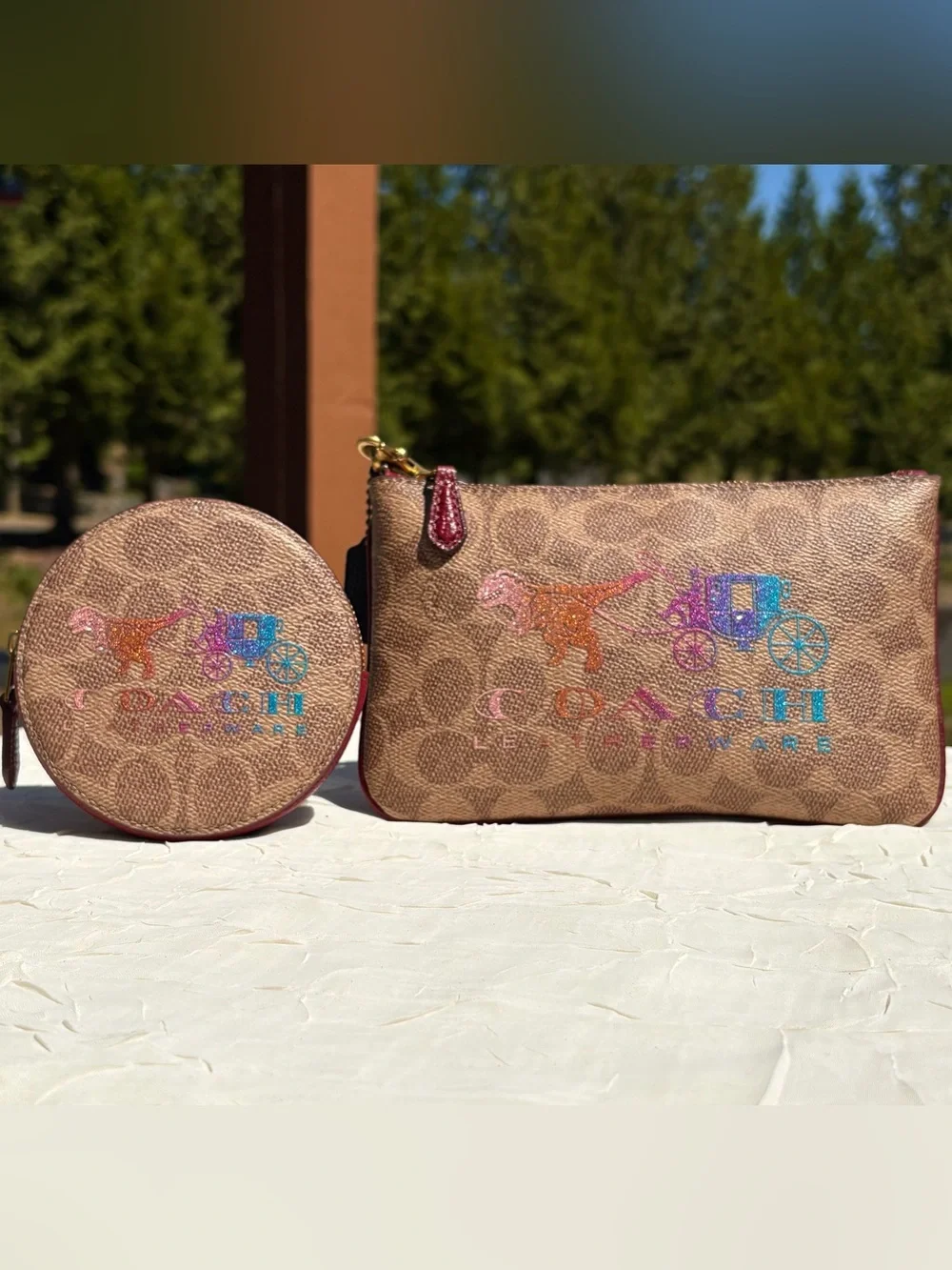 COACH Wallet & Coin Case In Signature Canvas With REXY And Carriage 88771 88767